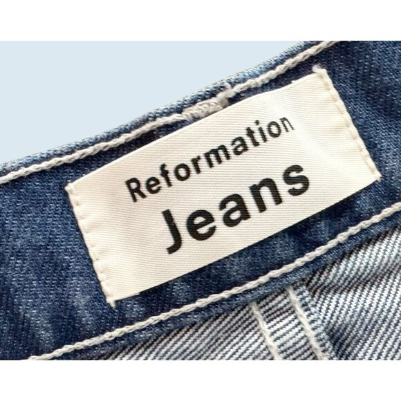 REFORMATION Jeans Alison Front Button Denim Mini Skirt Size 26 / 2 - Picture 7 of 8